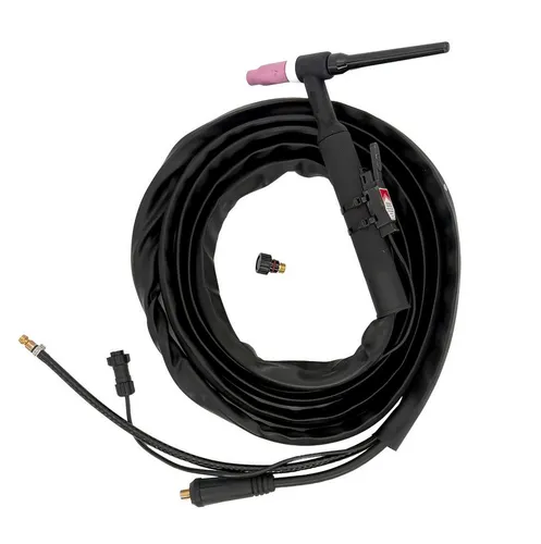 WELDINGER WIG-Schlauchpaket WP17 flex 4m - Hochwertiges WIG-Schlauchpaket mit 4 m langer flexibler Leitung, ideal für präzise Schweißarbeiten. Ausgestattet mit 9 mm Kupplung und Gas-Schnellkupplung für einfache Handhabung.