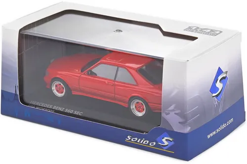 Solido 1:43 Mercedes 560 SEC AMG in Rot - Sammlerstück - Detailgetreues Modell im Maßstab 1:43, ideal für Sammler und Liebhaber klassischer Mercedes-Fahrzeuge.