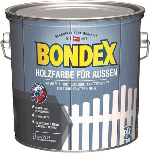 Bondex Holzfarbe für Aussen 2,5 L weiß - Holzlasuren für Außenanwendungen, wetterfest und UV-beständig für langanhaltenden Schutz und schöne Optik.