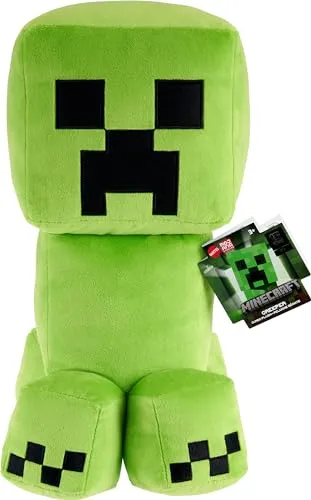 Mattel Maßstabsgetreue, 50 cm große Minecraft Creeper Plüschfigur mit Pixeldesign und Details aus dem Spiel, HWD75