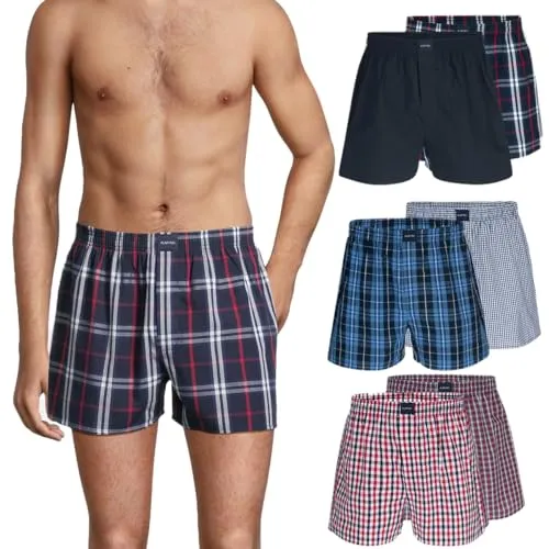 Almonu Boxershorts 6er Pack - M Rot/Navy kariert - Herren-Boxershorts aus 100% Baumwolle, mit weichem, elastischen Bund für optimalen Komfort und perfekten Sitz. Ideal für den täglichen Gebrauch und pflegeleicht.