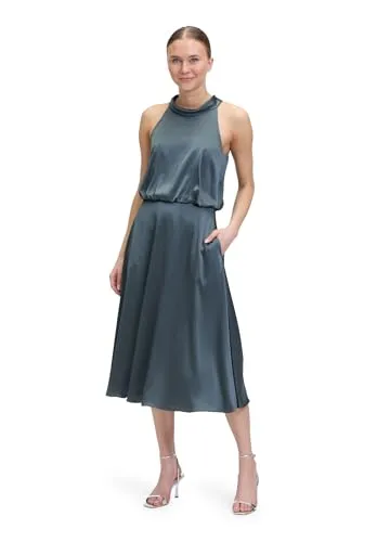 V by Vera Mont Cocktailkleid mit Neckholder in Anthrazit, Größe 40 - Elegantes Damen Cocktailkleid in Midilänge, mit Neckholder und modernem Stufen-Look. Ideal für festliche Anlässe, bietet es Bewegungsfreiheit und einen stilvollen Auftritt.