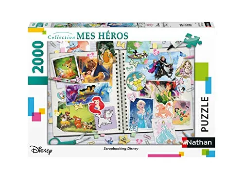 Nathan – Puzzle 2000 Teile – Disney Scrapbooking – Erwachsene und Kinder ab 14 Jahren – hochwertiges Puzzle – perfekte Unterbringung – Kollektion Meine Helden – 87887