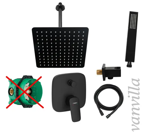 vanvilla Duschset Regendusche m. Armatur Hansgrohe HGS52ob schwarz Unterputz