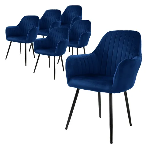 ML-Design 6er Set Samt Esszimmerstühle - Elegante Esszimmerstühle mit 45 cm Sitzhöhe, Rücken- und Armlehne. Genießen Sie luxuriösen Komfort dank der großzügigen Polsterung und dem edlen Samtbezug.