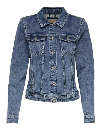ONLY Damen ONLTIA Life DNM Jacket - Lässiges Jeans-Jäckchen - Funktionsjacken in gewaschener Optik, ideal für lässige Outfits mit 2 Brusttaschen und bequemer Passform.