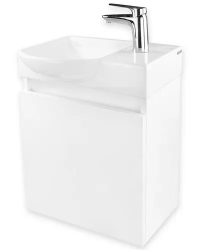 Alpenberger Waschbecken - Vormontiertes Badmöbel Weiß - Elegantes Keramik Waschbecken mit Unterschrank, inklusive Softclose-Türen. Ideal für Badezimmer und Gäste-WC, komplett vormontiert für einfache Wandmontage.