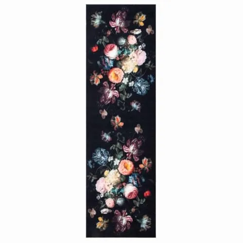 vidaXL Küchenmatte Floral Blumen 45 x 150 cm Samt in schwarz von vidaXL