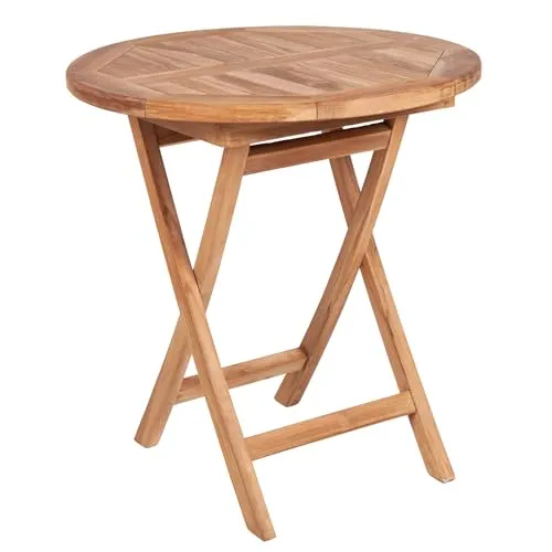 Massiver Gartentisch EMPIRE TEAK 70cm - Klappbar und Wetterfest - Gartentisch aus massivem, sandgestrahltem Teakholz, wetterfest und ideal für den Outdoorbereich. Klappbar für platzsparende Aufbewahrung. Perfekt für gemütliche Stunden im Freien!