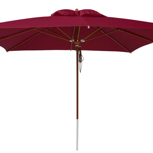 anndora® Sonnenschirm Holz Gastronomie 4x4 m Dunkelrot - Hochwertiger Marktschirm aus robustem Holz und pflegeleichtem Polyester, ideal für den Außenbereich. UV-Schutz und hitzebeständig, perfekt für gemütliche Stunden im Biergarten oder auf der Terrasse.