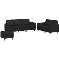 vidaXL 3-tlg. Sofagarnitur Schwarz Kunstleder - Elegante Sofagarnitur mit dick gepolsterten Sitzen und stabilem Gestell, ideal für Entspannung und gesellige Abende. Schmutzabweisendes Kunstleder sorgt für einfache Reinigung und einen luxuriösen Look.