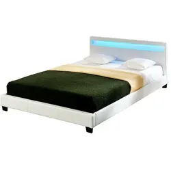 Corium LED Polsterbett Paris 180x200cm - Betten: Elegantes Kunstleder-Doppelbett mit stimmungsvollem LED-Beleuchtungssystem und extra gepolstertem Kopfteil für maximalen Komfort und Atmosphäre.