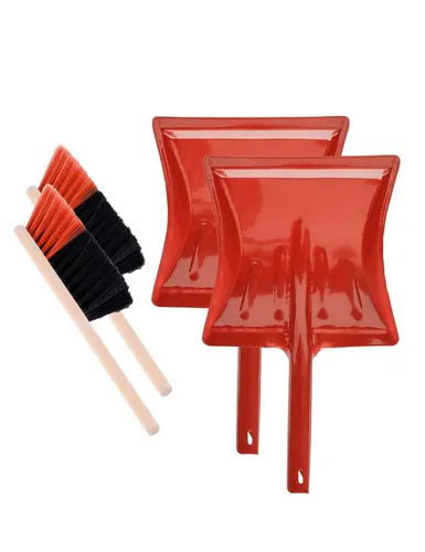 Garronda Reinigungsbürsten-Set Metall Kehrschaufel Set mit Kehrblech und Handbesen GD-0172, (Kehrschaufel Metall und Handfeger Set, 2 Stück)