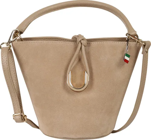Florence Damen Handtasche aus Wildleder in Taupe OTF847I3 - Elegante Florence Damen Handtasche aus weichem Wildleder in Taupe. Mit praktischem Reißverschluss und abnehmbarem Anhänger. Ideal für den Alltag und vielseitig tragbar – in der Hand oder über der Schulter.