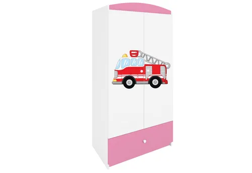 Raumhirsch Furniture Kinderkleiderschrank - Kleiderschrank für Jungen mit Löschzug-Motiv und Ablagefächern - Kreativer Kinderkleiderschrank mit Löschzug-Motiv in Hellrosa. Robuste Bauweise, kindgerechte Funktionalität und ausreichend Stauraum mit Kleiderstange und Ablagefächern. Perfekt für jedes Kinderzimmer!