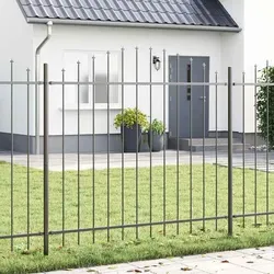 Maison Exclusive Gartenzaun Woerden Grau 170 x 165 cm aus pulverbeschichtetem Stahl