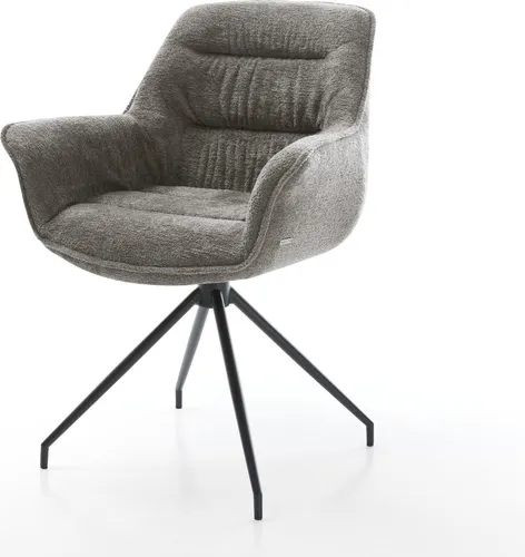 DELIFE Esszimmerstuhl Kaira-Flex Bouclé Soft Schlamm - Eleganter Esszimmerstuhl mit hochwertigem Bouclé-Bezug in sanftem Schlammton. Das konische Kreuzgestell sorgt für Stabilität und eine komfortable Wippfunktion für entspanntes Sitzen. Ideal für stilvolle Wohnkonzepte.