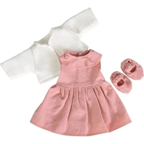 Egmont Toys Puppenkleid rosa mit Jacke - Puppenkleidung aus Baumwolle für 30-32 cm Puppen
