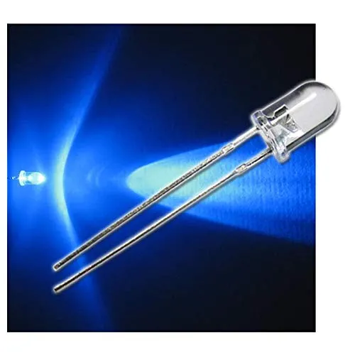 world-trading-net 10 LEDs 5mm wasserklar blinkend blau SET, Leuchtdiode, bedrahtet, Diode leuchtend, als Bauteil