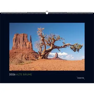 Kunth Bildkalender 760790, Alte Bäume 2026 - Kalender mit eindrucksvollen Landschaftsbildern, gedruckt auf hochwertigem Fotopapier. Ideal als Geschenk, zeigt faszinierende Vegetationen und liefert spannende Hintergrundinformationen.