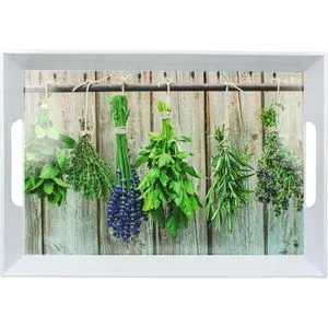 ZELLER PRESENT Tablett Kräuter Melamin 50x35x5cm weiß von Zeller