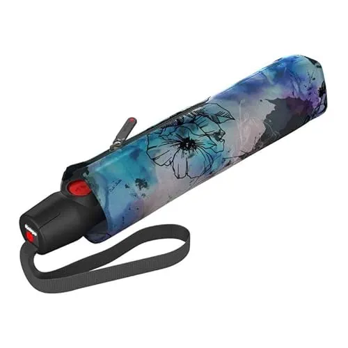 Knirps Taschenschirm T.200 Duomatic Aquarius - Taschenschirm mit Auf-Zu Automatik, leicht und stabil, ideal für die Handtasche. Mit zartem Blumen-Muster und 98 cm Durchmesser bietet er optimalen Schutz bei jedem Wetter.