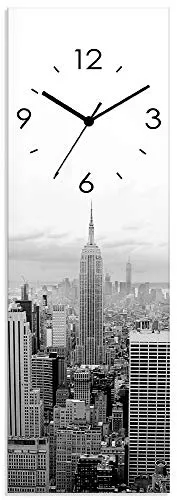 ARTLAND Lautlose Wanduhr New York Skyline - Wanddeko aus Glas im modernen Design, geräuschloses Uhrwerk für eine ruhige Atmosphäre, ideal für Wohnzimmer, Büro oder Küche - Made in Germany.