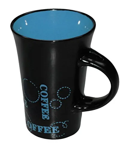 Keramik Kaffeebecher Kaffeetasse schwarz bunt XL Tasse Becher Ergänzung ohne Löffel passend zu 4er-Set blau