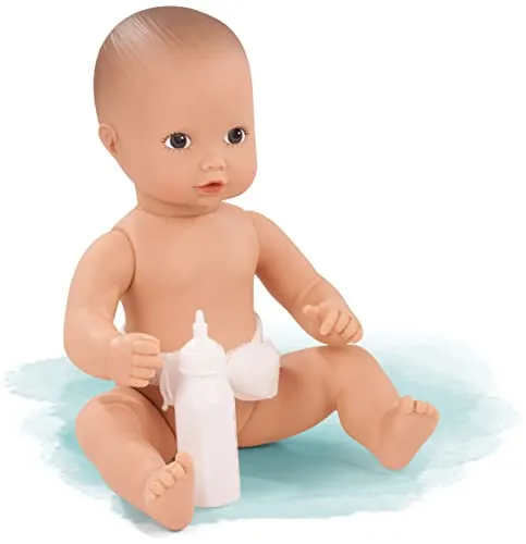 Götz 0754010 Newborn Aquini Junge Puppe – 33 cm große Badepuppe mit gemalten braunen Augen und ohne Haare – Badebaby ab 18 Monaten