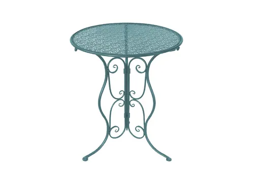 Gartentisch Lani Blau – Nostalgischer Metalltisch - Der Gartentisch Lani in Blau bringt nostalgisches Flair auf Balkon und Terrasse. Mit eleganten geschwungenen Formen und filigranen Details ist er die perfekte Ergänzung für Ihre Gartendekoration.