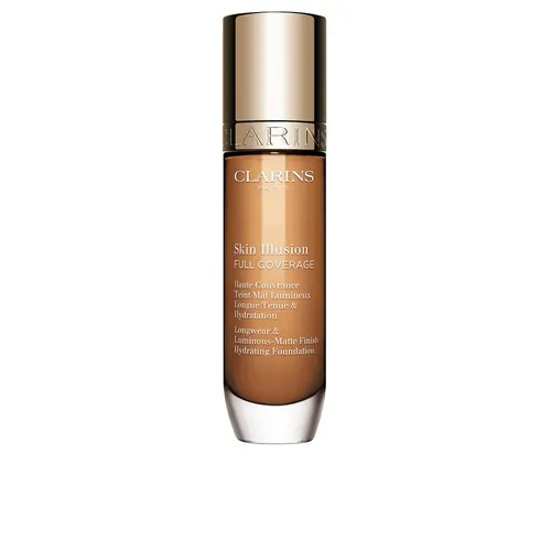 CLARINS Skin Illusion Full Coverage Nr. 114N, 30 ml - Make-up mit 24h Halt und hoher Deckkraft, passt sich dank SKIN FIT TECHNOLOGY perfekt an Gesichtsausdrücke an. Wasserfest und pflegend mit Hyaluronsäure, ideal für einen matten Teint.