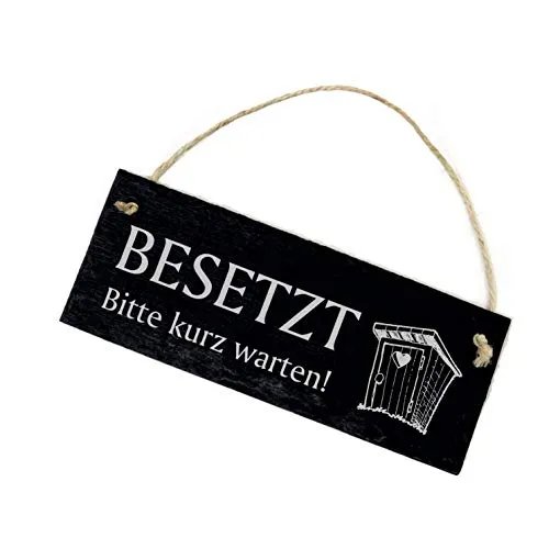 Schild Schiefertafel graviert - Besetzt, Bitte kurz warten ! - Türschild Toilette WC 22x8cm