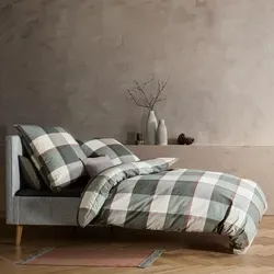 fleuresse Bettwäsche Lech Edelflanell 200x220 cm - Karo grün braun beige - Hochwertiges 3-teiliges Bettwäsche-Set aus 100% Mako-Baumwolle, kuschelig warm und pflegeleicht. Ideal für den Winter, mit Reißverschluss für einfachen Bezug.