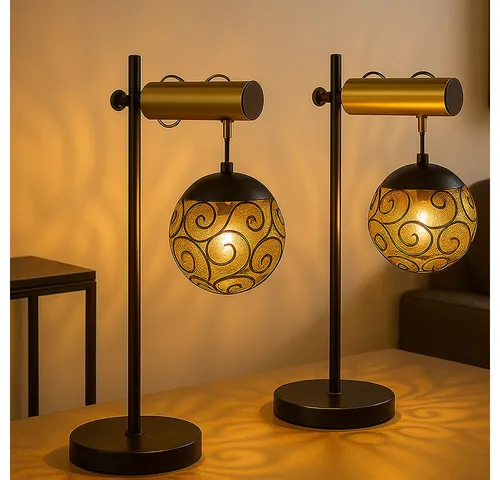 GLOBO LIGHTING Tischleuchte schwarz-gold, höhenverstellbar, 55 cm - Elegante Tischleuchte mit höhenverstellbarem Arm und E27 Fassung für individuelle Lichtgestaltung. Ideal für stilvolle Akzente in jedem Raum. Leuchtmittel nicht enthalten.