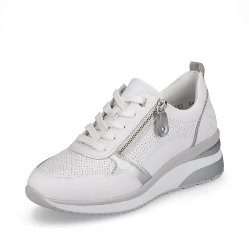 Remonte Damen D2409 Sneaker, Weiss/Weiss/Silver / 80, 38 EU