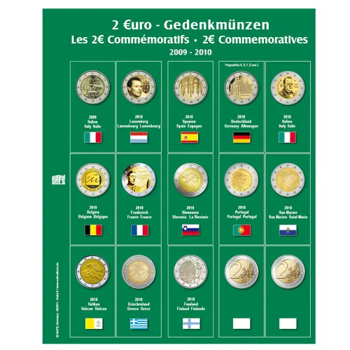 Premium Münzblatt 2 Euro der Jahre 2009-2010 Blatt 6 für Album 7341