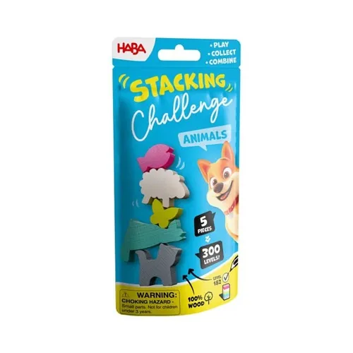 Haba Stacking Challenge Bauernhoftiere aus Holz 5 Teile blau