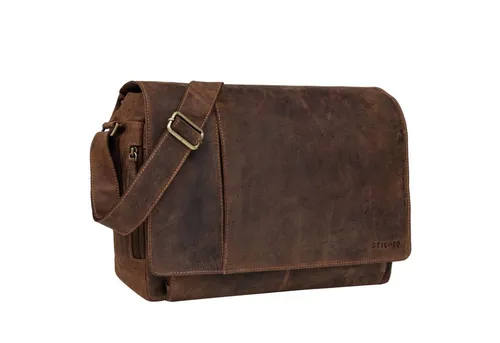 STILORD 'Elias' Echtleder Umhängetasche 15.6 Zoll in braun von STILORD