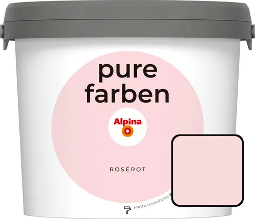 Alpina pure farben Wandfarbe Roserot 2,5 L - Farben, hohe Deckkraft und scheuerbeständig, ideal für verschiedene Untergründe in Innenräumen