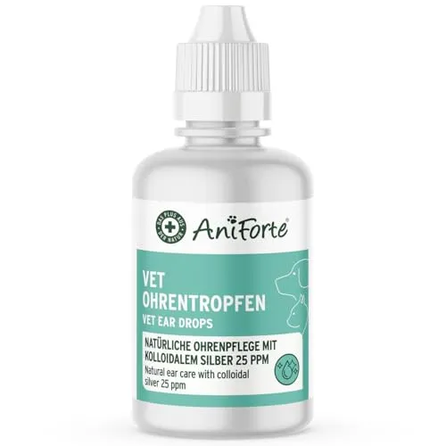 Produktbild AniForte Ohrentropfen mit kolloidalem Silber 25ppm & Ringelblume 50ml | Für Hunde, Katzen & Kleintiere I Bei Ohrentzündungen, Juckreiz I Ohrenpflege, Ohrenhygiene, Gesunde Ohren