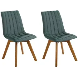 Bequemes Esszimmerstuhl Set - 2 Stühle mit Polsterbezug und Holzbeinen in Dunkelgrün - Esszimmerstühle im praktischen 2er Set, gepolstert für hohen Sitzkomfort und mit stabilen Buchenholzbeinen. Ein stilvoller Akzent für jeden Wohn- oder Essbereich.