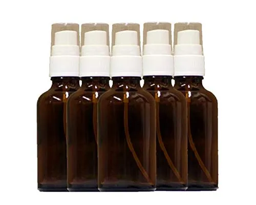 NaturGut 5 x 50ml Braunglasflasche mit Sprühkopf und Schutzkappe