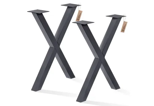 LAMO Manufaktur Tischgestell Mark Light X-Form (2er-Set) - Hochwertige Tischbeine aus industriellem Stahl, handgefertigt für Stabilität und Langlebigkeit. Ideal für moderne und rustikale Innenräume, mit robuster Pulverbeschichtung für einen langanhaltenden, eleganten Look.