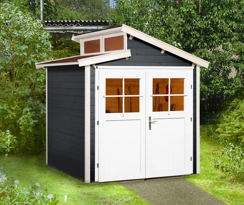 Weka Holz-Gartenhaus Anthrazit Pultdach 231 cm