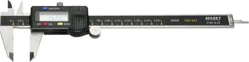 Hazet Messschieber 2154N-20 - Digitaler Messschieber aus Metall, 150mm mit großem LCD-Display und Nullpunkt-Einstellung für präzise Messungen