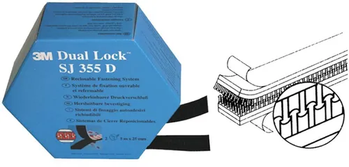 Klett-Verschluss Dual Lock SJ 355D CF - Schwarz, - Hochwertiger Klett-Verschluss für starke Haftung, ideal für kreative Projekte und DIY-Anwendungen.