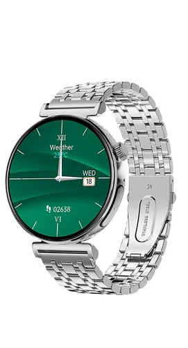 Knauermann PRO 3 Mini (2024) Silber - Gesundheitsuhr mit EKG & SOS Funktion - Smartwatch mit AMOLED Display, Telefoniefunktion und innovativen Gesundheitsanalysen wie EKG, HRV und Schlafapnoe. Ideal für Senioren mit benutzerfreundlicher Oberfläche und langer Akkulaufzeit.