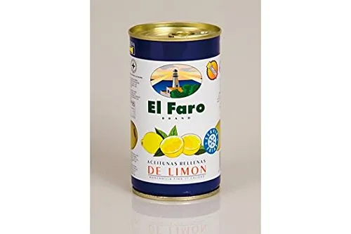 Grüne Oliven, mit Zitronenpaste, Manzanilla-Oliven, in Lake, El Faro, 350g