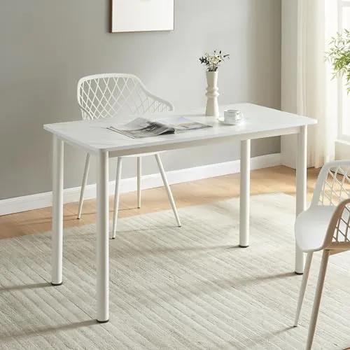 [en.casa] Esstisch Tammela für 4 Personen 120 x 60 cm - Esszimmertisch in eleganter Marmor-Optik, ideal für Familienessen und gesellige Abende. Leicht zu reinigende Oberfläche und stabiler Stand für jeden Anlass.