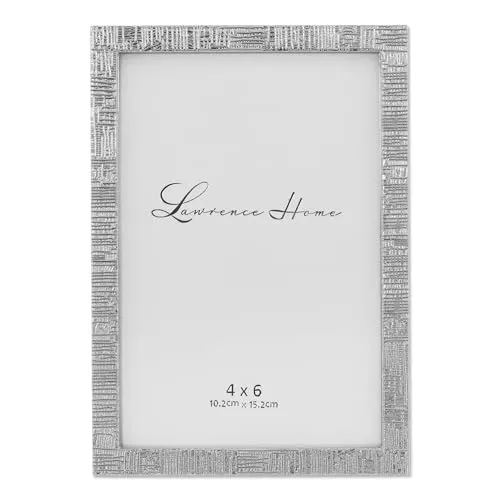 Lawrence Frames 712446 Bilderrahmen, 10,2 x 15,2 cm, silberfarbenes Metall, Leinenmuster